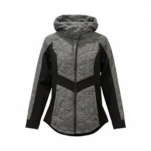 The North Face Pseudio Jacket Womens Medium Gray Hooded Quilted Softshell